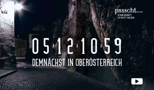 Unter er-reitet-wieder.at lief ein Countdown, der mit Ablauf der Zeit am 09. Mai die Auflösung bringen würde. Als mystischer Ort des mysteriösen Schattenlaufs, im Hintergrund der Seite zu sehen, diente eine Aufnahme des Schärdinger Burggrabens.