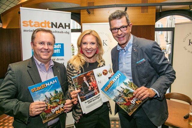 Bezirksblätter Salzburg Geschäftsführer mit Conny Hörl vom Vita Club Salzburg und Wolfgang Reiger (IfM Institut für Management). (v.r.n.l.)