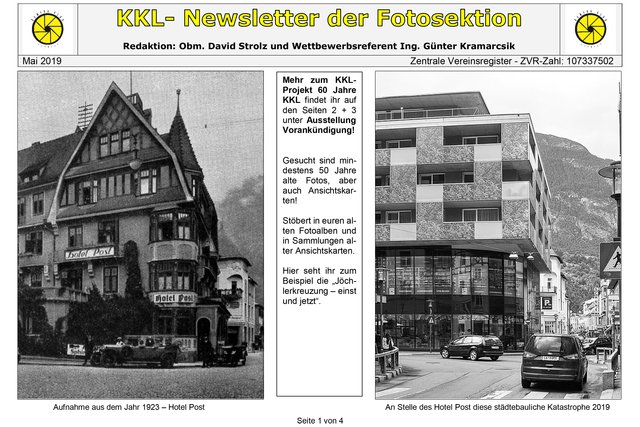 KKL- Newsletter 05/219 - Seite 1
Mit einem Klick in das Bild vergrößert sich diese Seite und wird so besser lesbar.  | Foto: © by KKL - Ing. Günter Kramarcsik