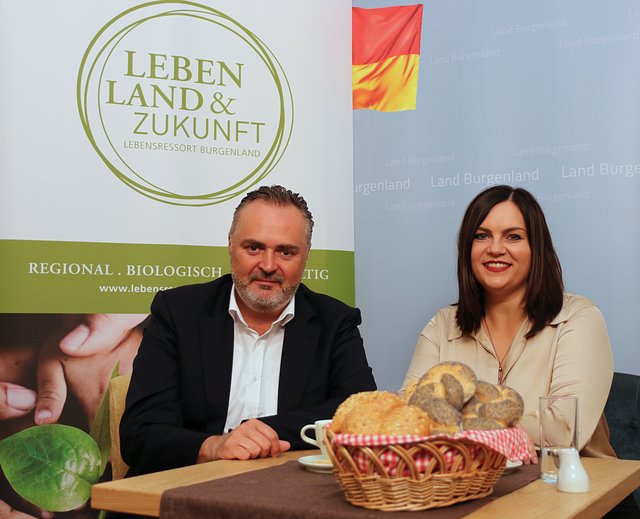 Präsentierten die Maßnahmen zur Umsetzung der Bio-Wende: LH Hans Peter Doskozil und LR Astrid Eisenkopf