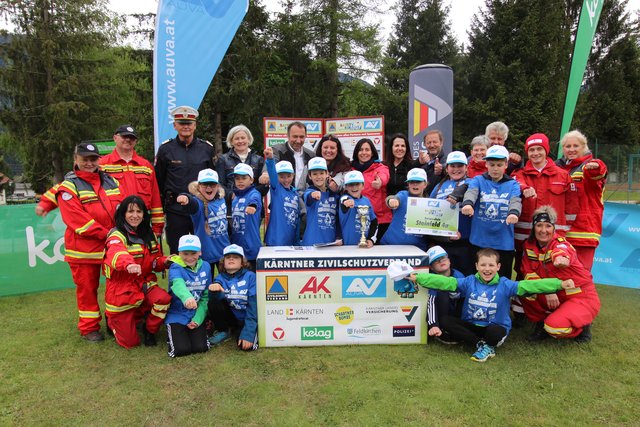 Strahlende Sieger: Die Volksschule Steinfeld, 4a bei der Kindersicherheitsolympiade im Bezirk Spittal | Foto: KK/AUVA Lippitsch