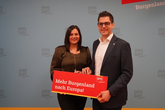 Wollen mehr Burgenland in Europa: Bezirksparteivorsitzende LR Astrid Eisenkopf und EU-Spitzenkandidat Christian Dax