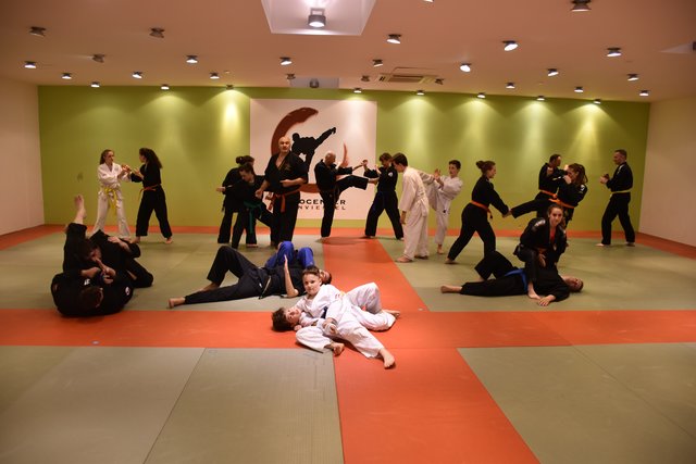 In der Dojo, das ist die Übungshalle in den japanischen Kampfkünsten, wird an drei Tagen der Woche trainiert.