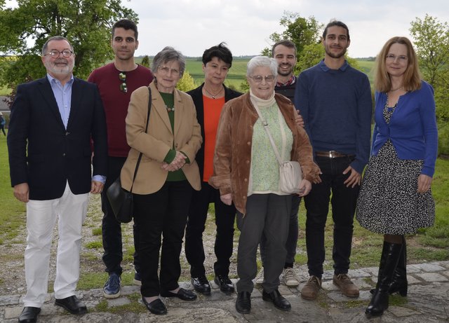 v.l.: Museumsleiter Dr. Friedrich Polleroß, Jakob Brossmann, Dolmetscherin Annie Weich, Dr. Judith Hutterer, Jeanne Gauster-Glaubauf, Johannes Brossmann, Tobias Brossmann, Mag. Sabine Nikolay
