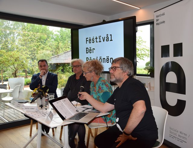 Anton Froschauer, Markus Lindinger, Andrea Hummer, Airan Berg (von links) bei der PK in Perg | Foto: Festival der Regionen