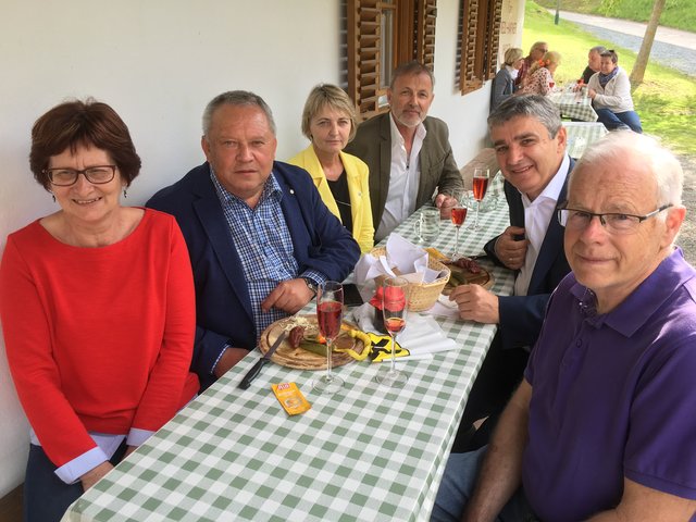 Gesellige Runde: Monika Kedl, Rudolf Strommer, Anneliese und Johann Trinkl, Walter Temmel und Johannes Krammer (von links). | Foto: ÖVP