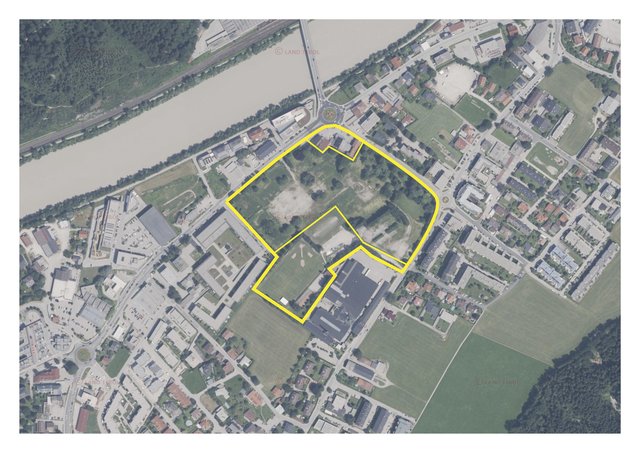 65.000 Quadratmeter stehen zur gemeinsamen Ideenfindung am Kasernenareal bereit, rund 19.000 davon sind in Besitz der Stadt Kufstein.