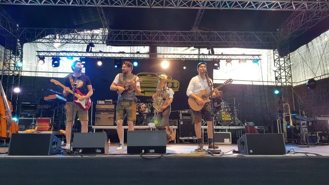 "De Scho Wieder" aus Erding begeisterten am Samstag mit ihrer einzigartigen Mischung aus Volksmusik, Pop, Rock, Brass und Reggae.  | Foto: Feuchtner