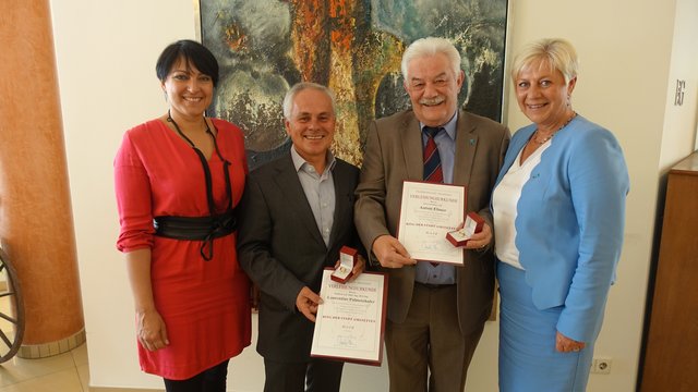 Stadträtin Elisabeth Asanger, Stadtrat a.D. Laurentius Palmetzhofer, Ortsvorsteher a.D. Anton Ebner, Bürgermeisterin Ursula Puchebner.