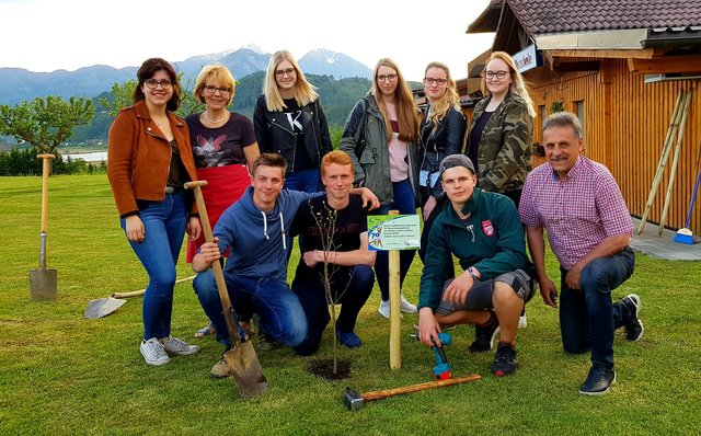 Die Winterlinde wurde von der Landjugend Jauntal bei Tina's Mostschenke in Gösselsdorf gepflanzt