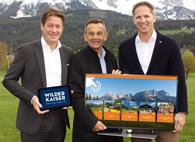Stefan Seiwald, Josef Adelsberger (goingsoft) und Lukas Krösslhuber (TVB Wilder Kaiser) arbeiten derzeit an der digitalen Zukunft der Gästekommunikation.