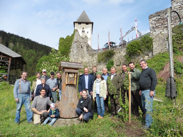 Drei Vereine haben die "Klotzbeute" am Petersberg-Gelände errichtet. Ab Mitte Juni sollen die Bienen einziehen