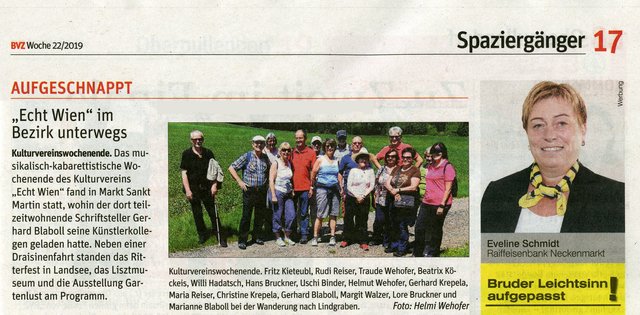 Gerhard Blaboll und einige MItglieder des Kulturvereins Echt Wien bei der Wanderung von Markt Sankt Martin nach Lindgraben