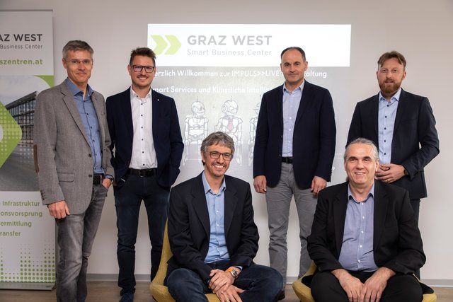 Im Talk: Mrak, Rössl, Ginthör, Meiren, Maier, Aschbacher | Foto: SFG/Lunghammer