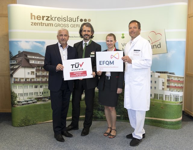 GF Fritz Weber, Jürgen Friedl, MSc., Valentina Kitzwögerer, MSc., Primarius Univ.- Doz. Dr. Sebastian Globits.
 | Foto: Herzkreislaufzentrum Groß Gerungs