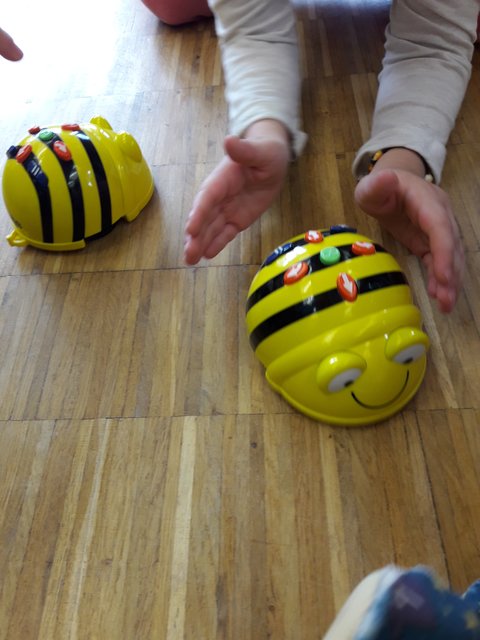 &lt;f&gt;Mit den "Bee Bots"&lt;/f&gt; macht es viel Spaß. | Foto: Stadtarchiv Leonding
