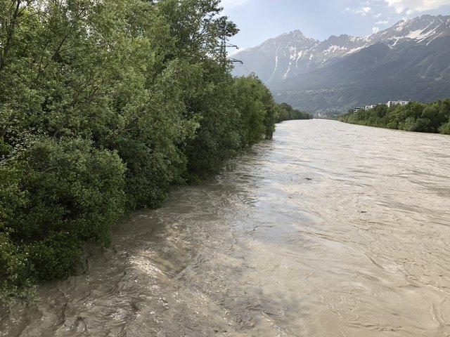 Hochwasser – Inn, Nähe New Orleans Brücke/Baggersee, 11.6./17:00  | Foto: SKN