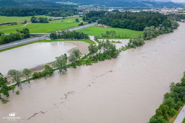 Hochwasser am 12.6.2019 im Bereich St. Gertraudi / Brixlegg | Foto: ML Photographie – Martin Ludwig