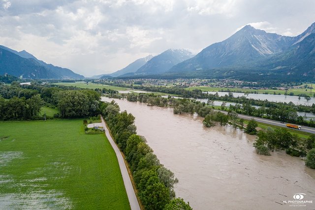 Hochwasser am 12.6.2019 im Bereich St. Gertraudi / Brixlegg | Foto: ML Photographie – Martin Ludwig