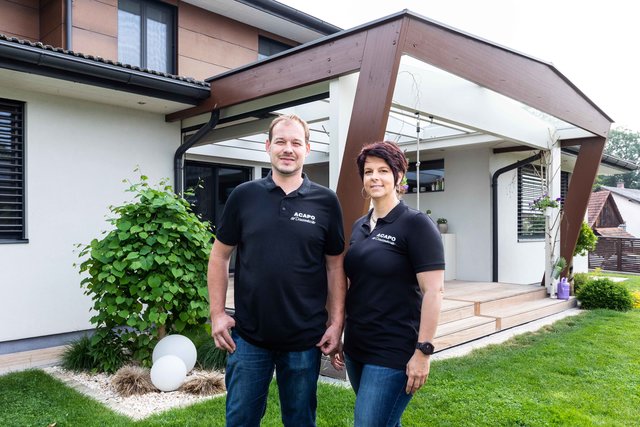 Führen das Unternehmen Acapo Holzbau in Lieboch gemeinsam: Josef Gartler und Petra Ulz sind beruflich und privat ein Paar.