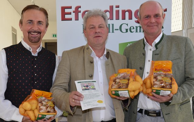 Manfred Schauer, Obmann der Erzeugergemeinschaft Eferdinger-Landl, Karl Grabmayr, Vizepräsident der Landwirtschaftskammer OÖ und Ewald Mayr, Geschäftsführer Erzeugergemeinschaft Eferdinger-Landl (v. l.). | Foto: LK OÖ