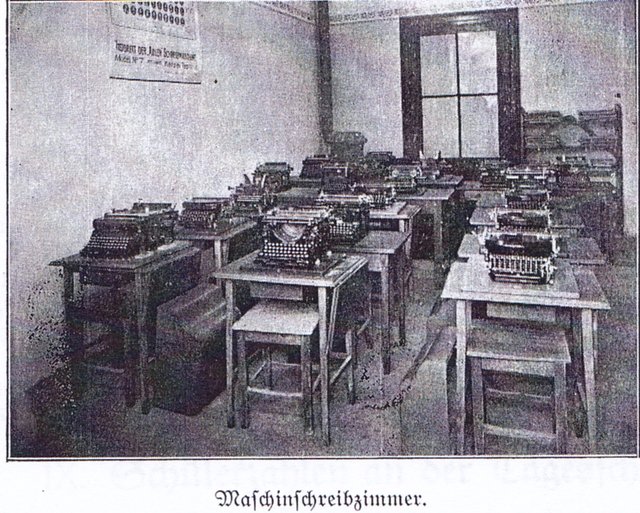 Modern und topaktuell war das Maschinschreibzimmer der Handelsschule im Jahre 1928