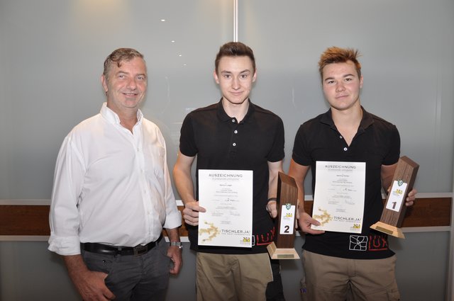 Firmenchef Lukas Karner mit seinen erfolgreichen Lehrlingen Markus Lueger und Matthias Pichler.