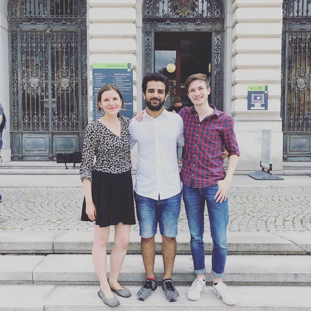 Die neue ÖH-Spitze an der Universität Graz: Viktoria Wimmer (GRAS), Armin Amiryousofi (AG), Jan - Pieter Stering (JUNOS/v.l.n.r.)