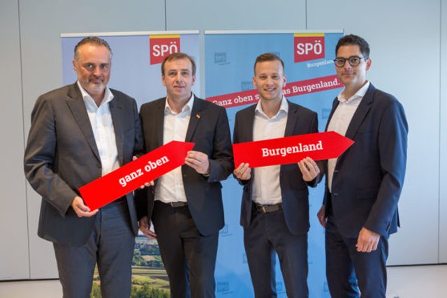 LH Mag. Hans Peter Doskozil, Spitzenkandidat Mag. Christian Drobits, Spitzenkandidat Maximilian Köllner, MA, LGF Mag. Christian Dax