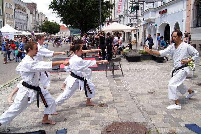 Karate Kid lässt grüßen: Auch der Shotokan Karate Dojo-Club war am Stadtplatz mit dabei. | Foto: Stadt Braunau