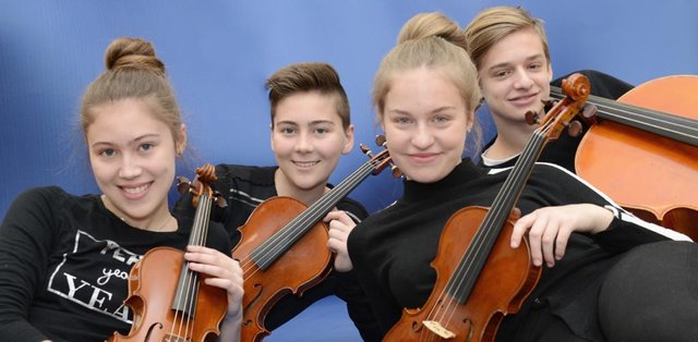 Das Ensemble "Quartissimo" mit Hannah und Jonas Alber, sowie Clara und Emil Spieler, erzielten in der Klasse Kammermusik für Streichinstrumente den ersten Platz. | Foto: LMS Reutte