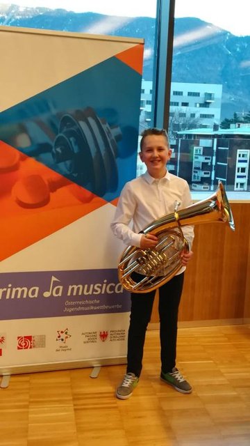 Den zweiten Platz erzielte Mathias Mair mit dem Euphonium. | Foto: LMS Reutte