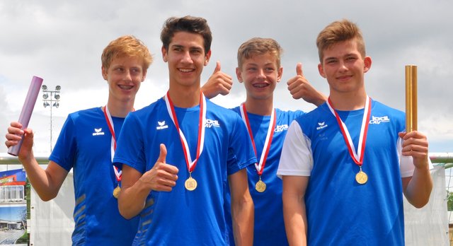 Die "goldene" LCAV-Staffel mit Florian Knoglinger, Bastian Wagner, Fabian Aschenbrenner und Martin Söser (v.l.). | Foto: LCAV