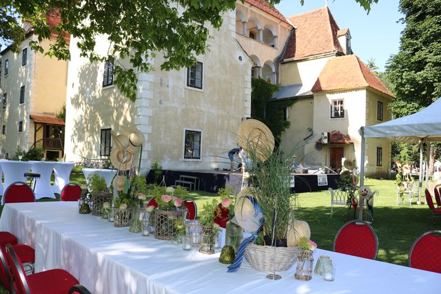 Die Gartenparty vor dem Schloss Alt-Kainach konnte sich sehen lassen. Die Temperaturen war auch nicht ohne. | Foto: Lederer