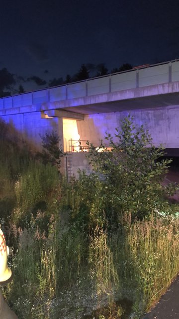 Das sah dramatisch aus. Der Brand unter der Autobahnbrücke. | Foto: Asfinag