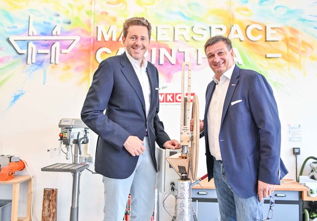 WKÖ-Präsident Harald Mahrer und WKK-Präsident Jürgen Mandl eröffneten den Makerspace Carinthia | Foto: WKK/photo-baurecht