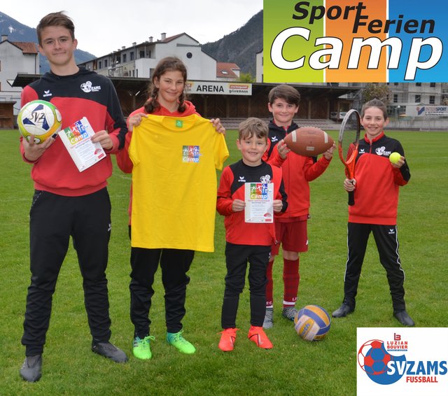 Jakob, Nina, Lukas, Jakob und Matteo sind schon dabei – melde dich an und erlebe Sport, Spaß und Spiel im Sport.Ferien.Camp Zams. | Foto: SV Zams