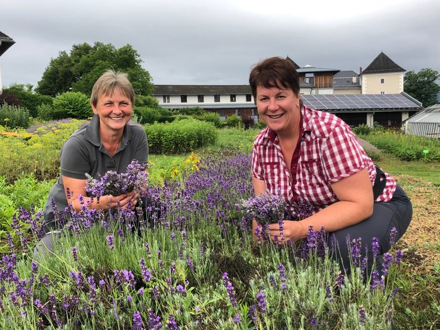 Mit Gudrun Gattera (li.) gelang quasi einen Glücksgriff, weiß Vorarbeiterin Brigitte Würcher (re.) Gudrun ist Meister-Floristin.  | Foto: wrann