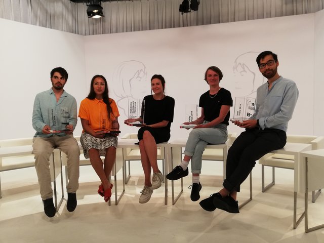 Preisträger des Ingeborg Bachmannwettbewerbs 2019
(v.l.n.r): Leander Fischer (AT), Ronya Othmann (DE), Birgit Birnbacher (AT), Julia Jost (AT), Yannic Han Biao Federer (DE) | Foto: Walter Pobaschnig