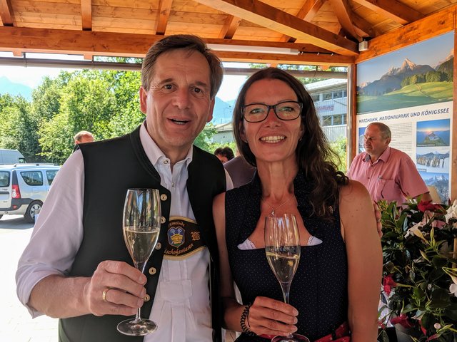 Partner-Bürgermeister Thomas Weber mit Bürgermeisterin Karin Gorenzel.