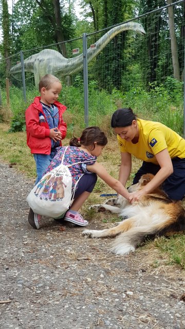 Die Hundefreilaufzone war der ideale Übungsort für die Kinder, um den entspannten Umgang mit Hunden zu lernen. Dank dem Team der Rettungshundestaffel und dem Umweltteam hatten sie dabei viel Spaß. | Foto: Stadtgemeinde