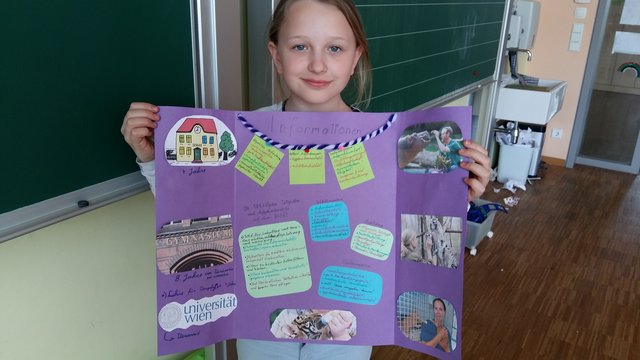 Miriam Weinberger präsentierte ihr Portfolio zum Lieblingsberuf Tierpfleger.