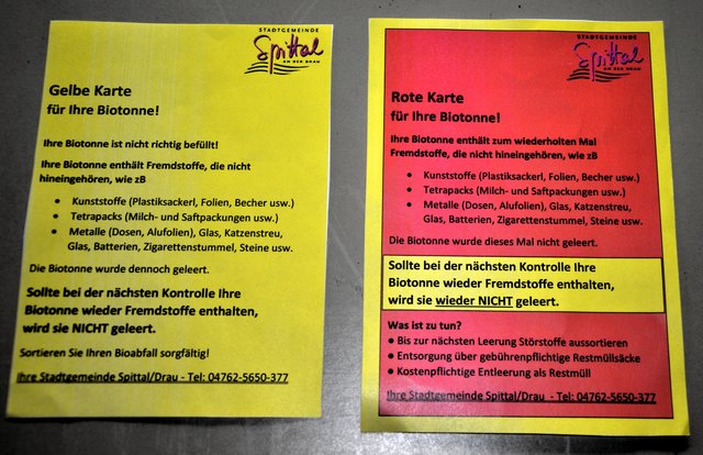 Die Gelbe und die Rote Karte für die Biotonne