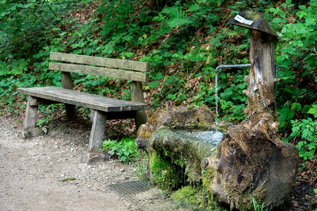 Ein Klick in das Foto öffnet die Galerie im Vollbildmodus.
Bild 32: Entlang der Oberen Argen finden sich immer wieder größere Rastplätze samt Tische oder kleinere wie hier. | Foto: © by Ing. Günter Kramarcsik