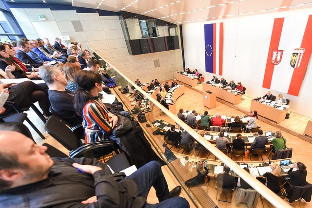 Ganz so ruhig wie auf diesem älteren Foto ging es bei der Gemeinderatssitzung vom 4. Juli nicht zu. Vor allem junge Klimaaktivisten machten auf ihre Anliegen aufmerksam. | Foto: Stadt Linz