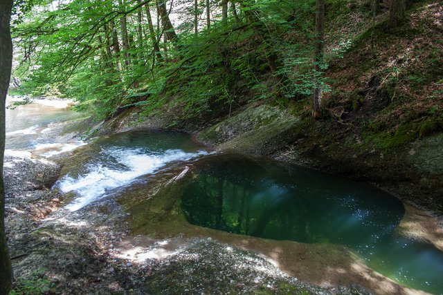 Ein Klick in das Foto öffnet die Galerie im Vollbildmodus.
Bild 55: Siehe Untertitel zu Bild 54. Hier sieht man die Gumpen wie auf einer Kette aufgefädelt wenn man flussabwärts schaut.
 | Foto: © by Ing. Günter Kramarcsik