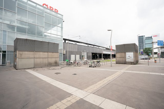 Die zwei quadratischen Betonblöcke am hinteren Teil des Pratertsterns sollen umgestaltet werden.