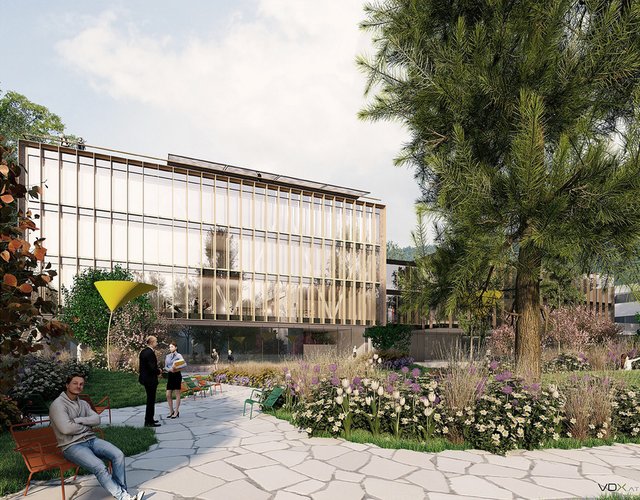 So könnte der Bereich vor dem Bauteil IV im kommenden Frühjahr aussehen, geht es nach Stadt und FH Kufstein. | Foto: FH Kufstein Tirol