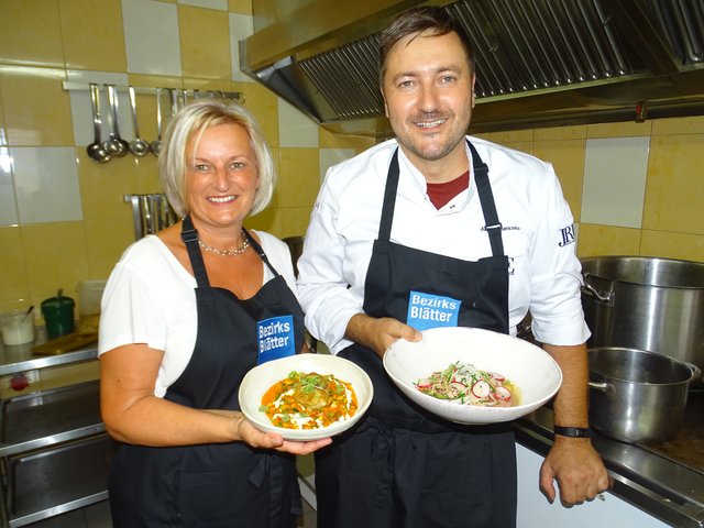 Haubenkochen Jürgen Csencsits kochte zusammen mit Heike Tröstner im Gasthaus Csencsits im Zuge des "Kochen mit Kunden".
