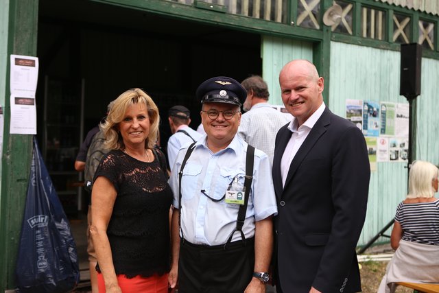 GGR Ulli Marvan, Albert Malli von der ÖGLB und der Reichenauer Bürgermeister Hannes Döller beim Eisenbahnfest. | Foto: ÖGLB/Ferdinand Drexler